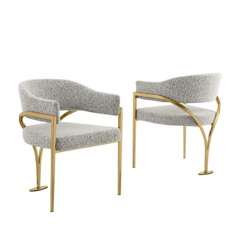 Best Quality Furniture Matte Brushed Gold Chrome Dining Chairs (Set of 2) - N/A