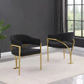 Best Quality Furniture Matte Brushed Gold Chrome Dining Chairs (Set of 2) - N/A