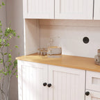 71 Kitchen Pantry Storage Cabinet with Microwave Oven Countertop,Hutch Cabinet with Adjustable Shelves,6 Doors,1 Drawer