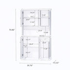 71 Kitchen Pantry Storage Cabinet with Microwave Oven Countertop,Hutch Cabinet with Adjustable Shelves,6 Doors,1 Drawer