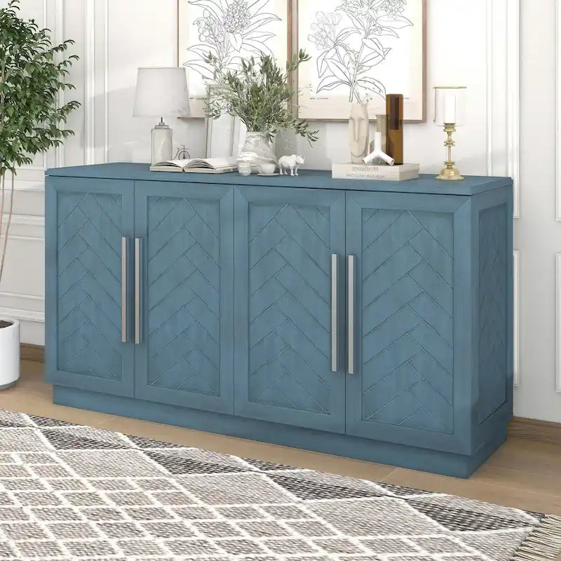 Solid Wood Sideboard with 4 Doors Large Storage Buffet Cabinet
