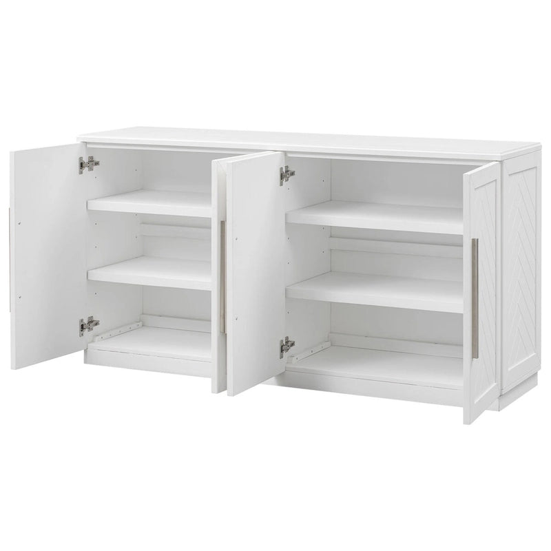 Solid Wood Sideboard with 4 Doors Large Storage Buffet Cabinet