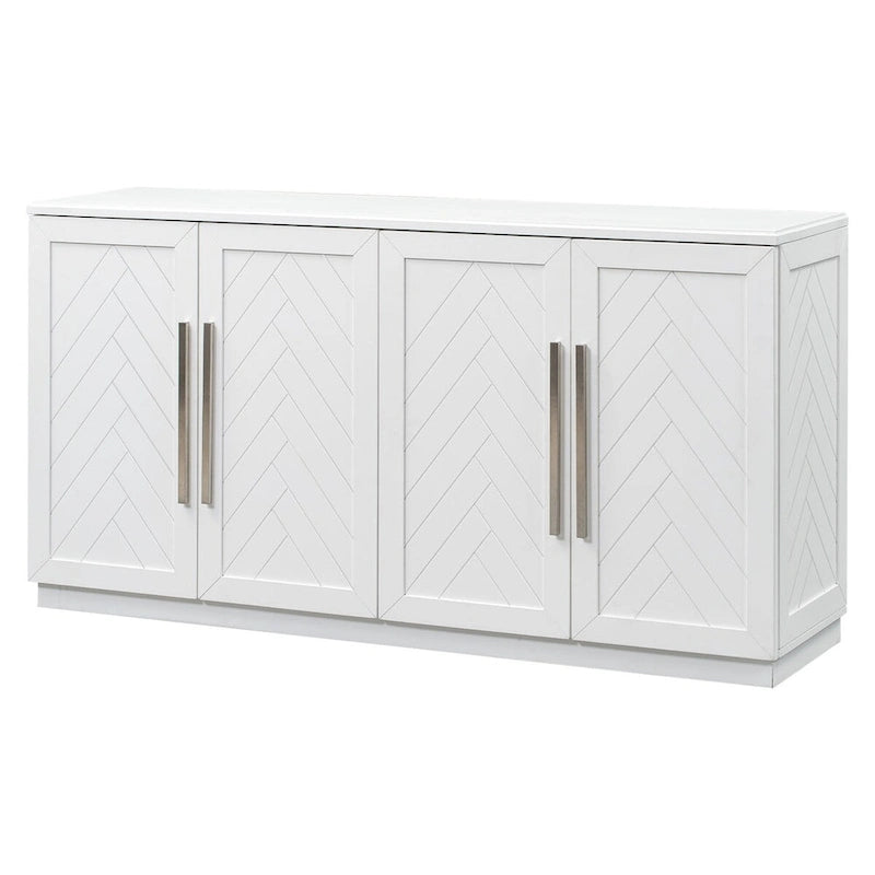 Solid Wood Sideboard with 4 Doors Large Storage Buffet Cabinet
