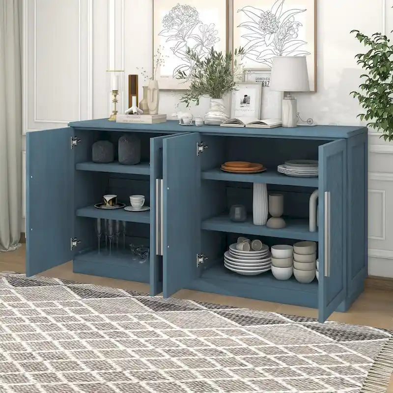 Solid Wood Sideboard with 4 Doors Large Storage Buffet Cabinet