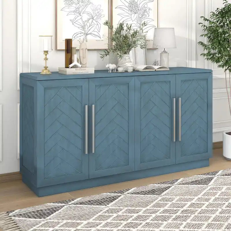 Solid Wood Sideboard with 4 Doors Large Storage Buffet Cabinet