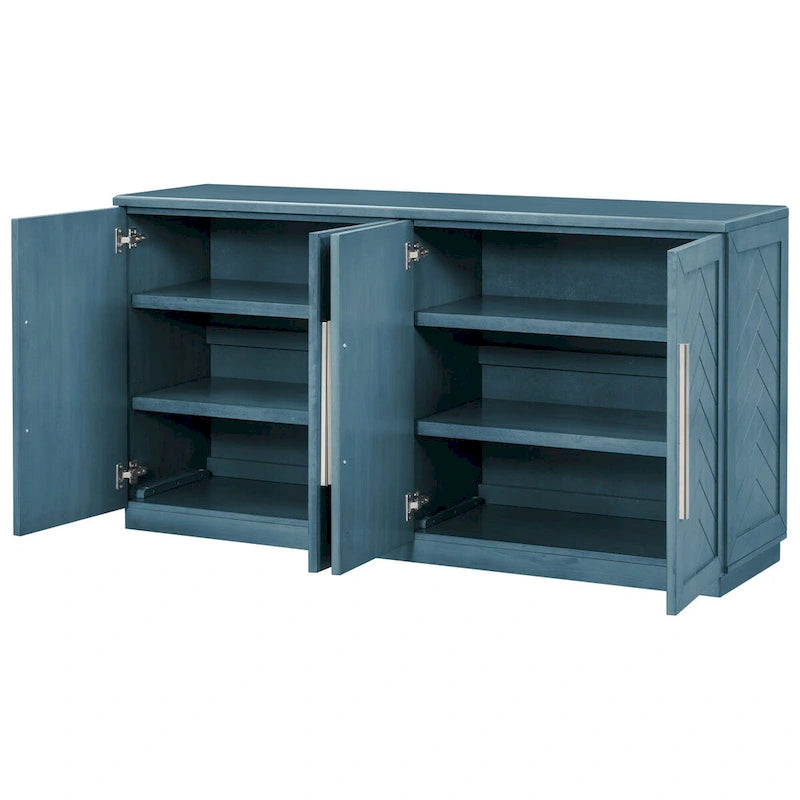 Solid Wood Sideboard with 4 Doors Large Storage Buffet Cabinet
