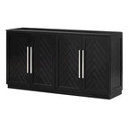 Solid Wood Sideboard with 4 Doors Large Storage Buffet Cabinet