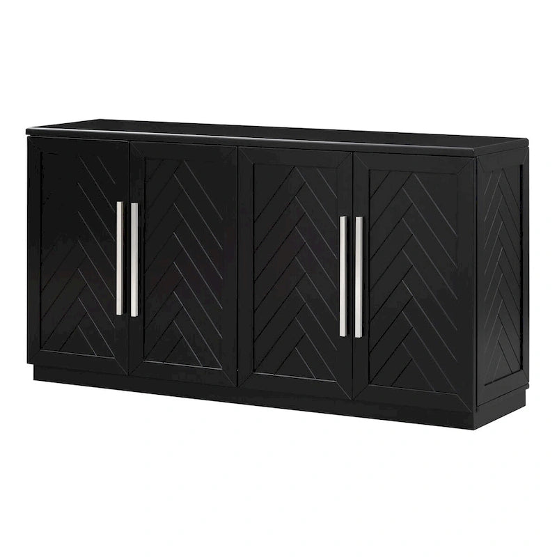 Solid Wood Sideboard with 4 Doors Large Storage Buffet Cabinet