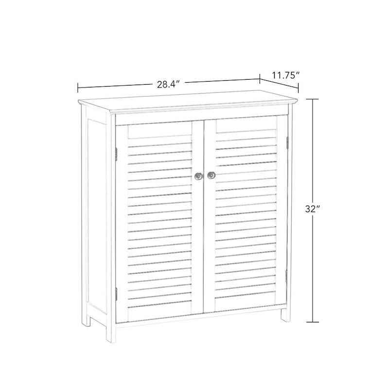 RiverRidge Ellsworth Bathroom and Laundry Storage Floor Cabinet with Doors and Adjustable Shelves - White