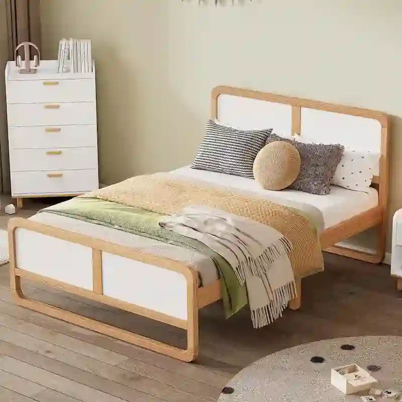 Modern Style Full Size Solid Wood Platform Bed for Kids