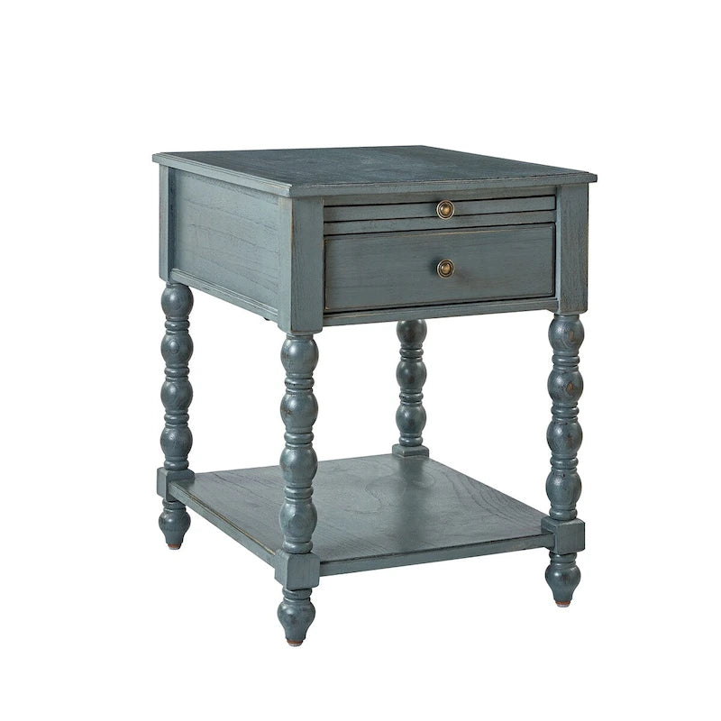 Eric Traditional 26 Tall Solid Wood End Table with USB by HULALA HOME