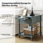 Eric Traditional 26 Tall Solid Wood End Table with USB by HULALA HOME