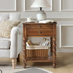 Eric Traditional 26 Tall Solid Wood End Table with USB by HULALA HOME