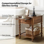 Eric Traditional 26 Tall Solid Wood End Table with USB by HULALA HOME
