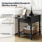 Eric Traditional 26 Tall Solid Wood End Table with USB by HULALA HOME