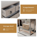 Console Table with 3 Drawers, Sofa Side Table with Bottom Open Storage Shelf, Heavy-Duty Entryway Table for Hallway/Living Room