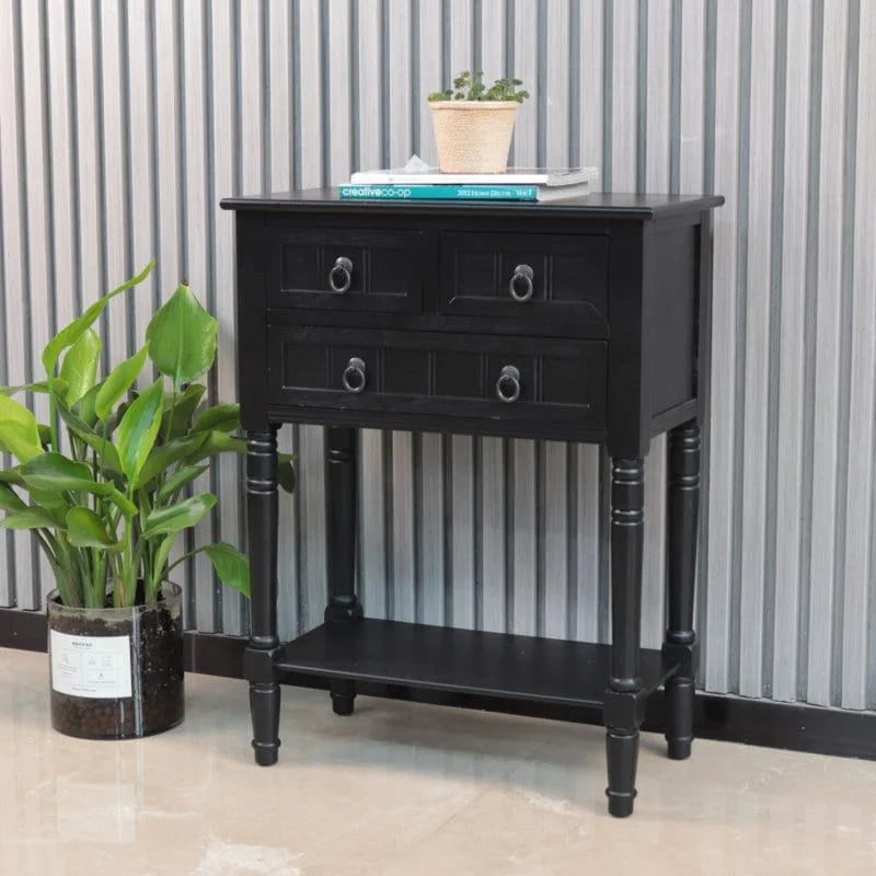 Console Table with 3 Drawers, Sofa Side Table with Bottom Open Storage Shelf, Heavy-Duty Entryway Table for Hallway/Living Room