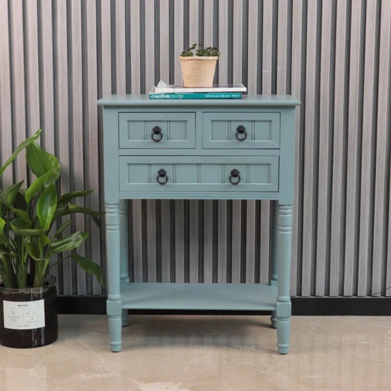 Console Table with 3 Drawers, Sofa Side Table with Bottom Open Storage Shelf, Heavy-Duty Entryway Table for Hallway/Living Room