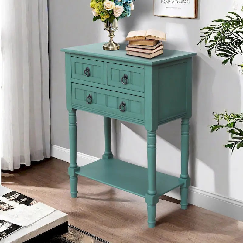 Console Table with 3 Drawers, Sofa Side Table with Bottom Open Storage Shelf, Heavy-Duty Entryway Table for Hallway/Living Room