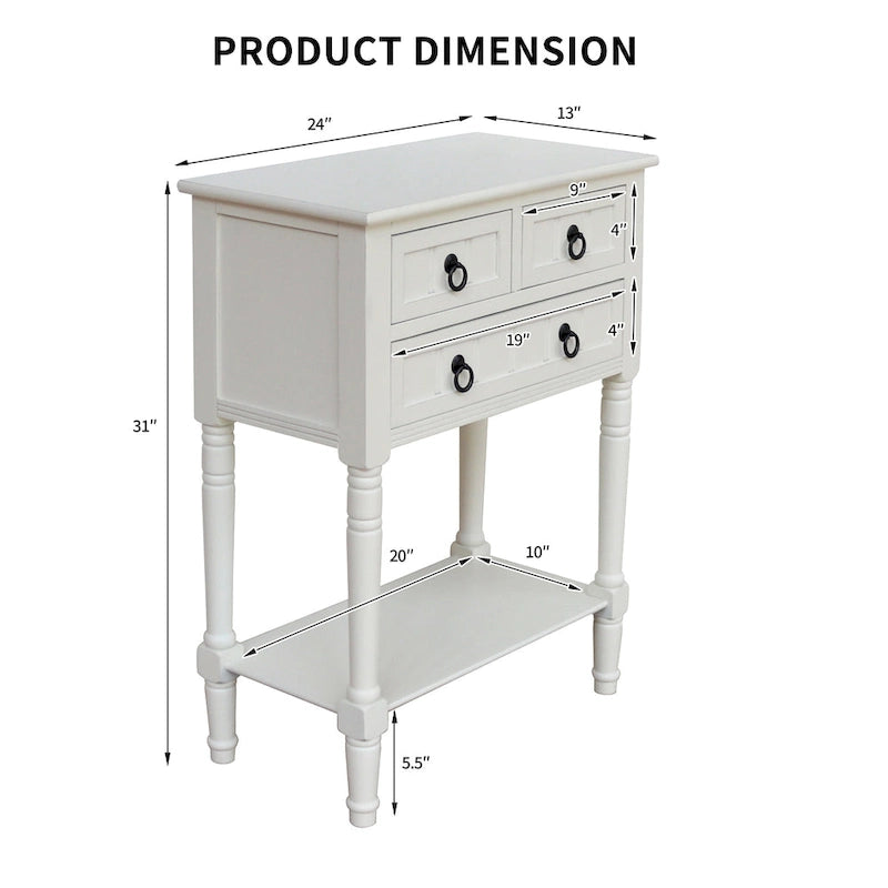 Console Table with 3 Drawers, Sofa Side Table with Bottom Open Storage Shelf, Heavy-Duty Entryway Table for Hallway/Living Room