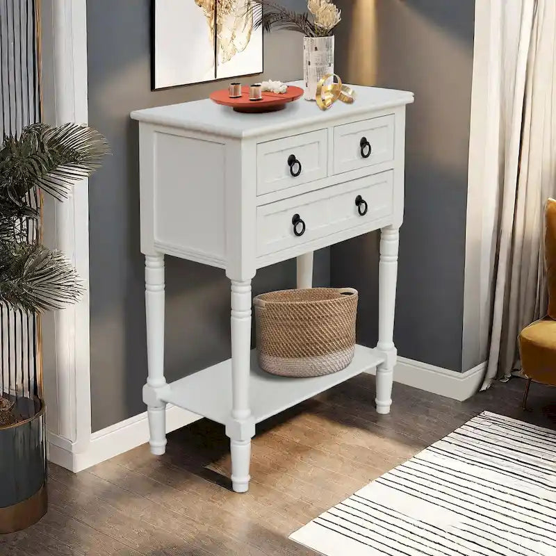 Console Table with 3 Drawers, Sofa Side Table with Bottom Open Storage Shelf, Heavy-Duty Entryway Table for Hallway/Living Room