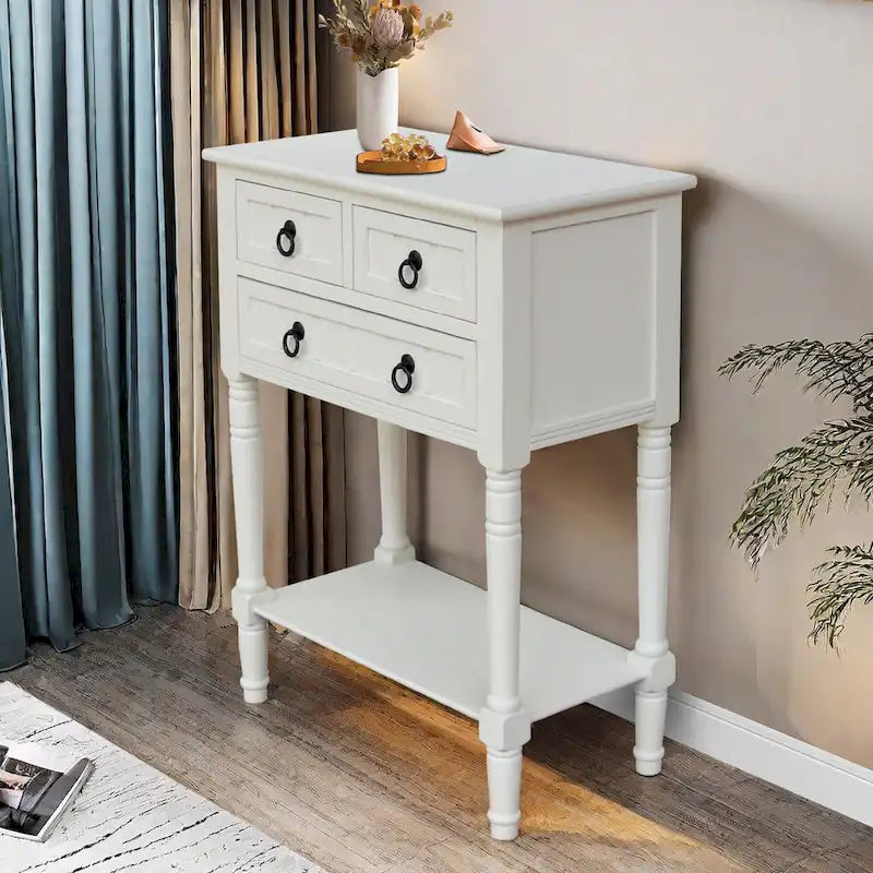 Console Table with 3 Drawers, Sofa Side Table with Bottom Open Storage Shelf, Heavy-Duty Entryway Table for Hallway/Living Room
