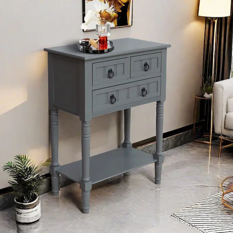 Console Table with 3 Drawers, Sofa Side Table with Bottom Open Storage Shelf, Heavy-Duty Entryway Table for Hallway/Living Room
