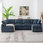 U-Shaped Modular Chenille Sectional Sleeper Sofa with Ottoman