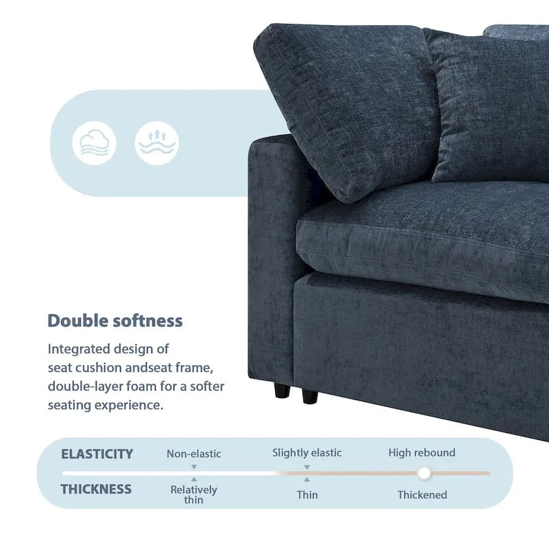 U-Shaped Modular Chenille Sectional Sleeper Sofa with Ottoman