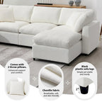 U-Shaped Modular Chenille Sectional Sleeper Sofa with Ottoman