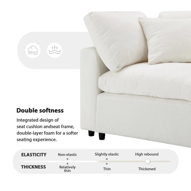 U-Shaped Modular Chenille Sectional Sleeper Sofa with Ottoman