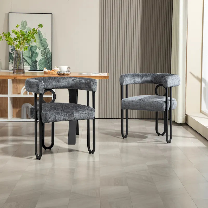 Modern Chenille Fabric Upholstered Acccent Dining Chairs for Living Room (set of 2)