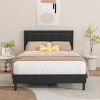 alazyhome Upholstered Platform Bed Frame with Button Tufting Headboard