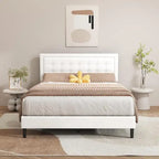 alazyhome Upholstered Platform Bed Frame with Button Tufting Headboard