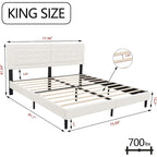 alazyhome Upholstered Platform Bed Frame with Button Tufting Headboard