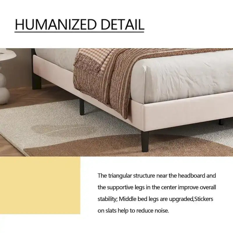 alazyhome Upholstered Platform Bed Frame with Button Tufting Headboard