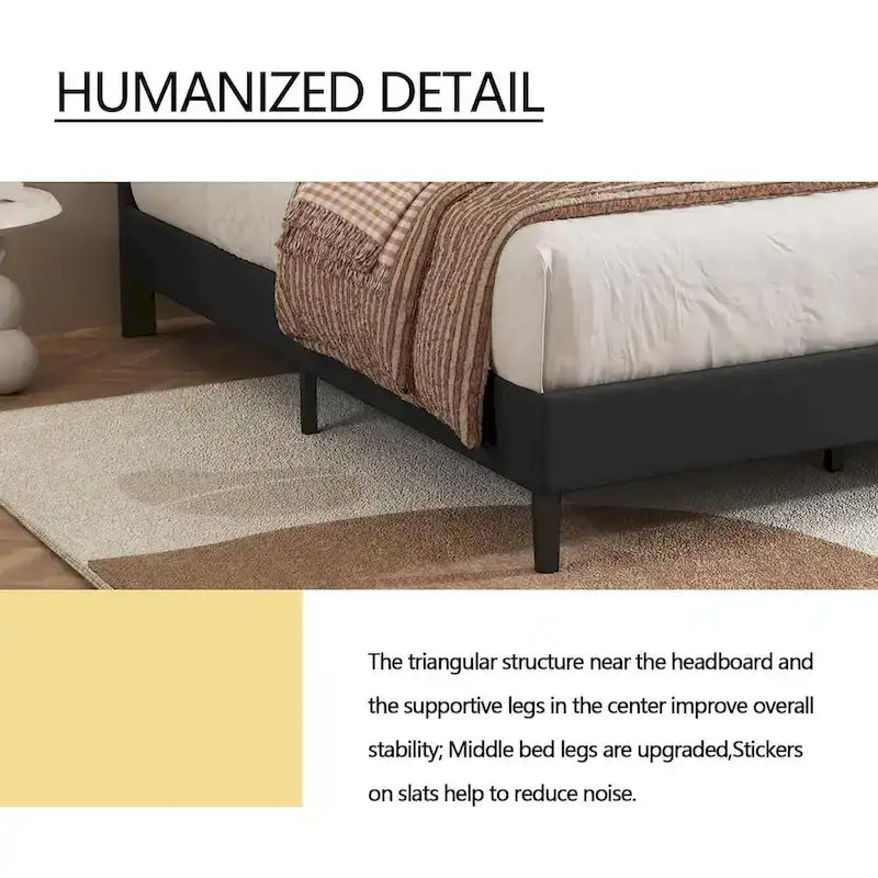 alazyhome Upholstered Platform Bed Frame with Button Tufting Headboard
