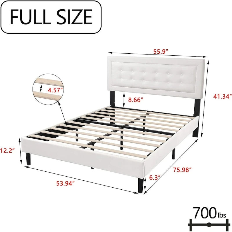 alazyhome Upholstered Platform Bed Frame with Button Tufting Headboard