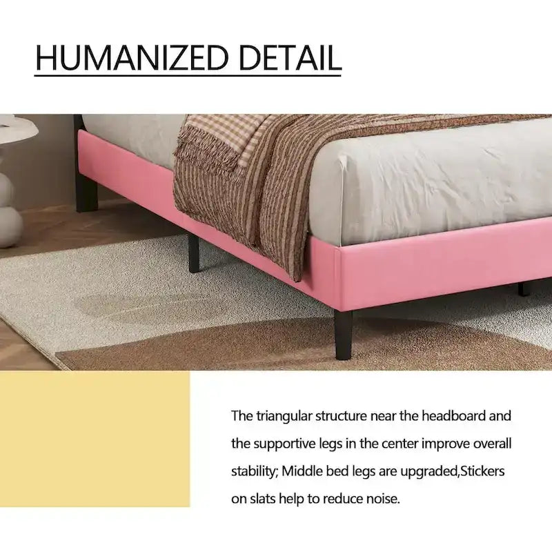 alazyhome Upholstered Platform Bed Frame with Button Tufting Headboard