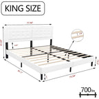 alazyhome Upholstered Platform Bed Frame with Button Tufting Headboard