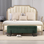 Woven storage Bench with safety hinges, End Bench for Living Room & Bedroom
