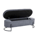 Woven storage Bench with safety hinges, End Bench for Living Room & Bedroom