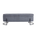 Woven storage Bench with safety hinges, End Bench for Living Room & Bedroom