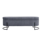 Woven storage Bench with safety hinges, End Bench for Living Room & Bedroom
