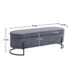 Woven storage Bench with safety hinges, End Bench for Living Room & Bedroom
