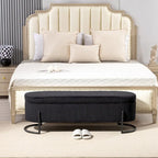 Woven storage Bench with safety hinges, End Bench for Living Room & Bedroom
