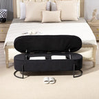 Woven storage Bench with safety hinges, End Bench for Living Room & Bedroom