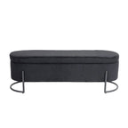 Woven storage Bench with safety hinges, End Bench for Living Room & Bedroom