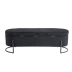 Woven storage Bench with safety hinges, End Bench for Living Room & Bedroom