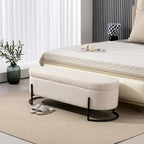 Woven storage Bench with safety hinges, End Bench for Living Room & Bedroom